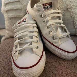 Converse Classic White Sneakers with Red Accents